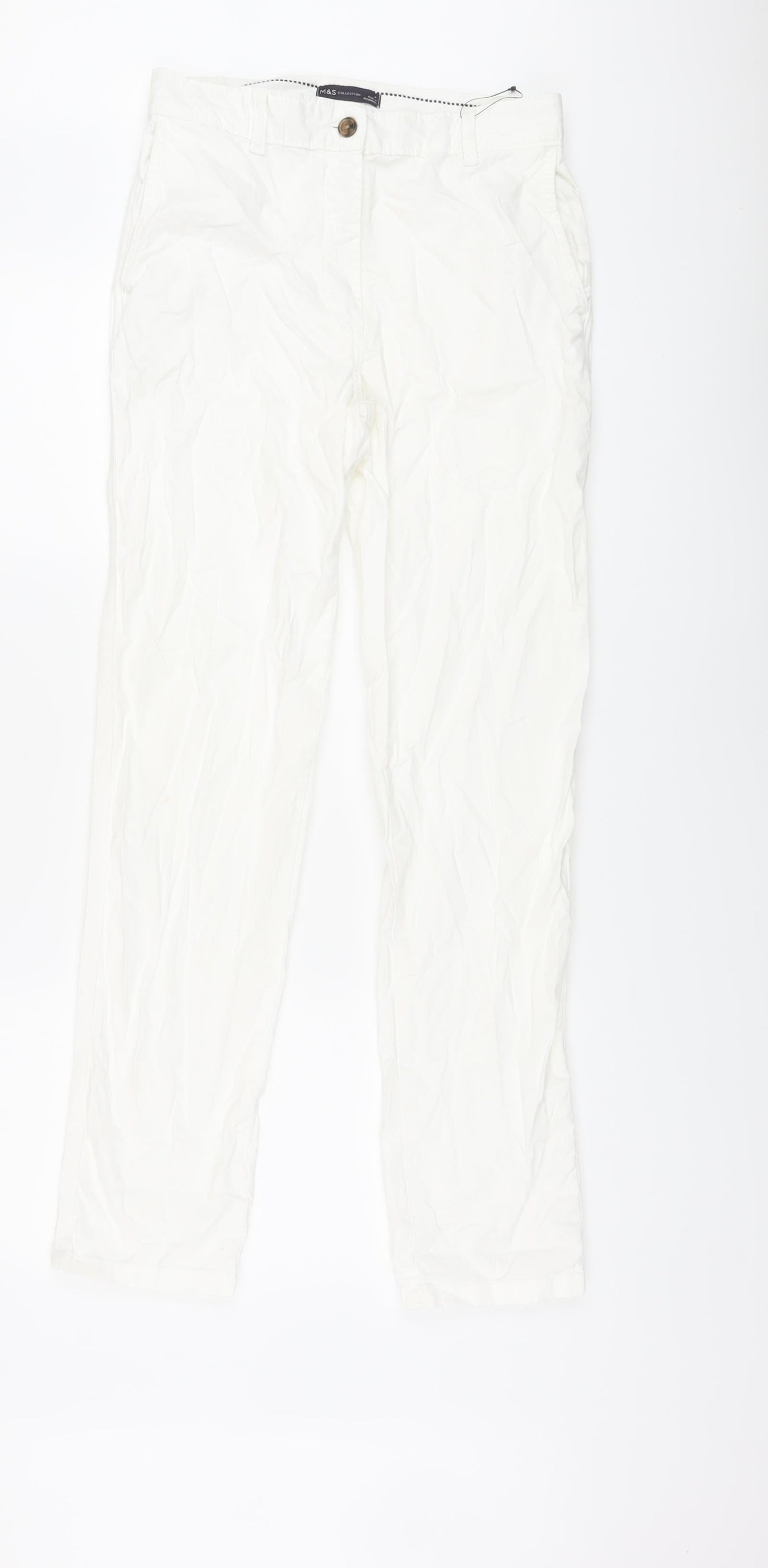 Womens UK Size 8 Marks and Spencer Regular Fit  White Trousers