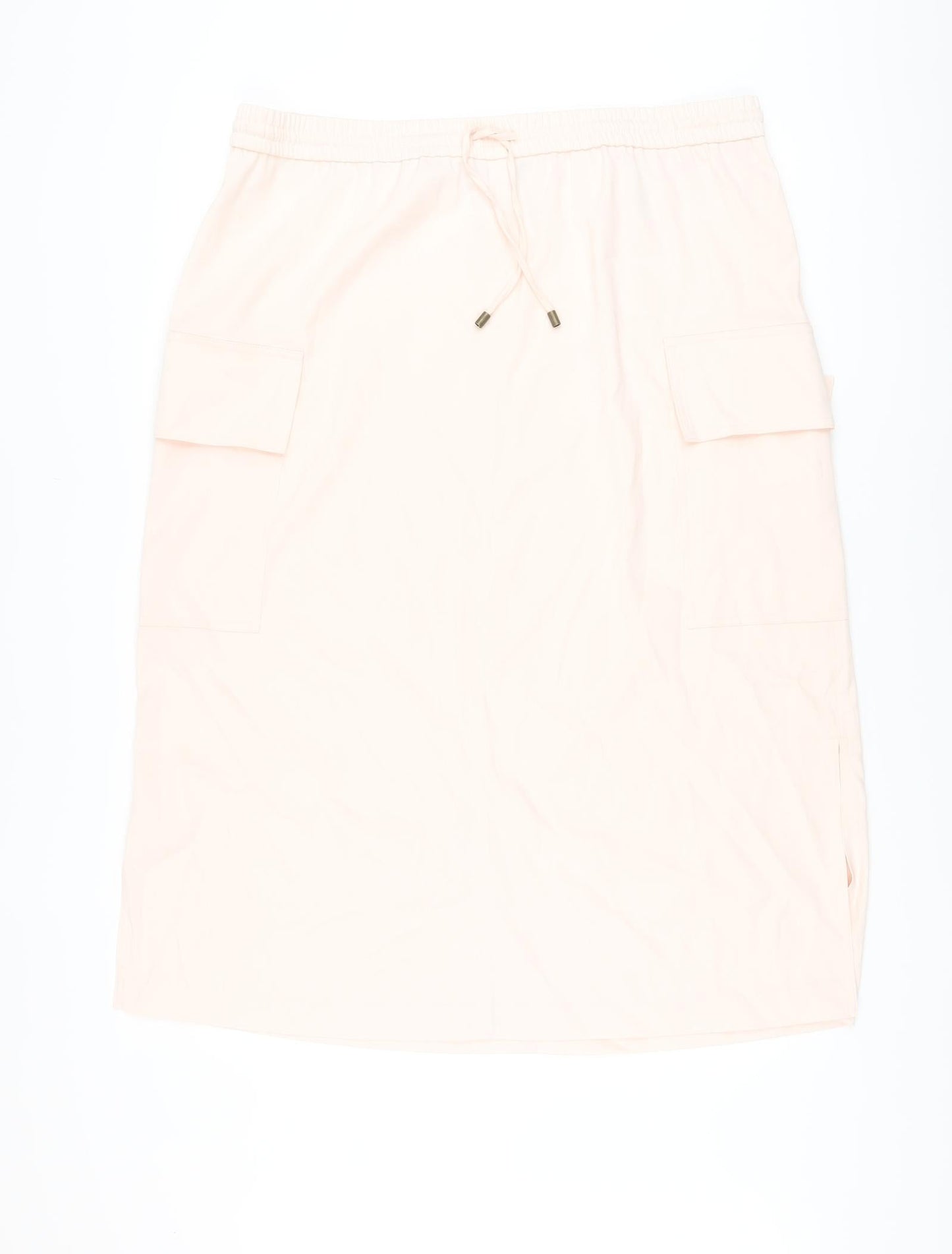 Marks and Spencer Womens Pink Polyester A-Line Skirt Size 18 Drawstring