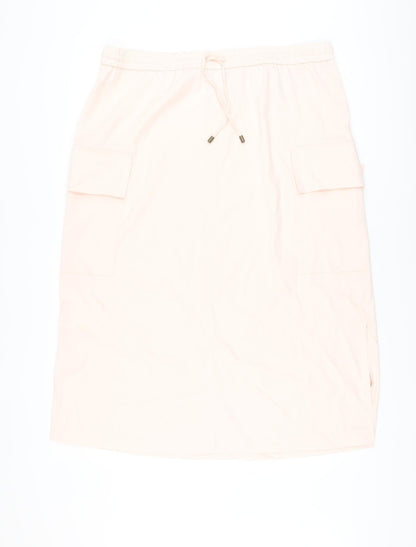 Marks and Spencer Womens Pink Polyester A-Line Skirt Size 18 Drawstring