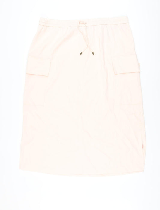 Marks and Spencer Womens Pink Polyester A-Line Skirt Size 18 Drawstring
