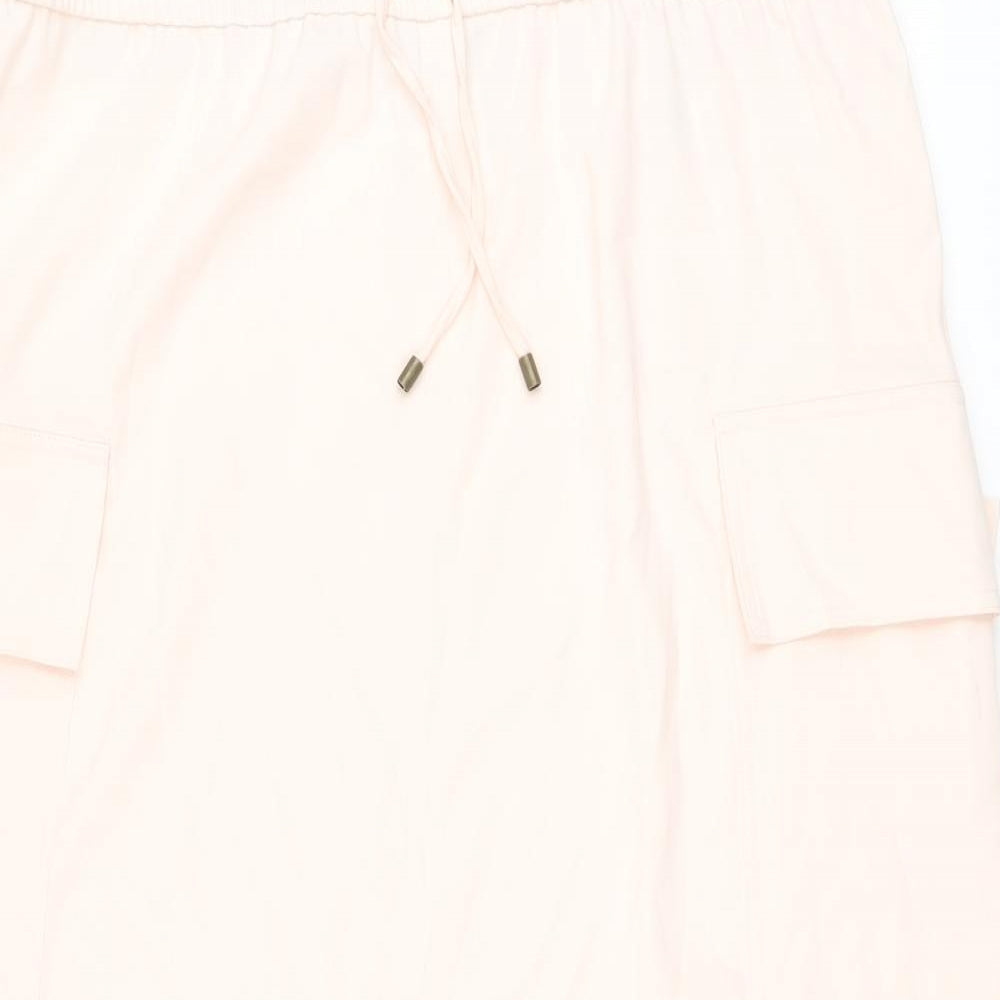 Marks and Spencer Womens Pink Polyester A-Line Skirt Size 18 Drawstring