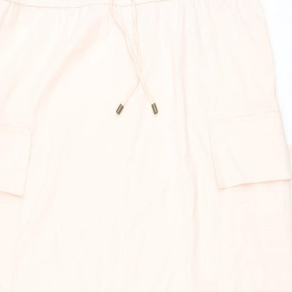 Marks and Spencer Womens Pink Polyester A-Line Skirt Size 18 Drawstring