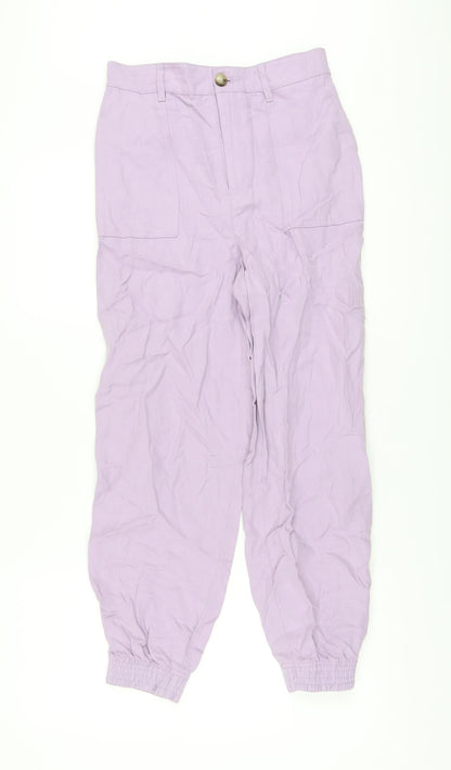 Autograph Womens Purple Lyocell Jogger Trousers Size 8 L26 in Regular Button