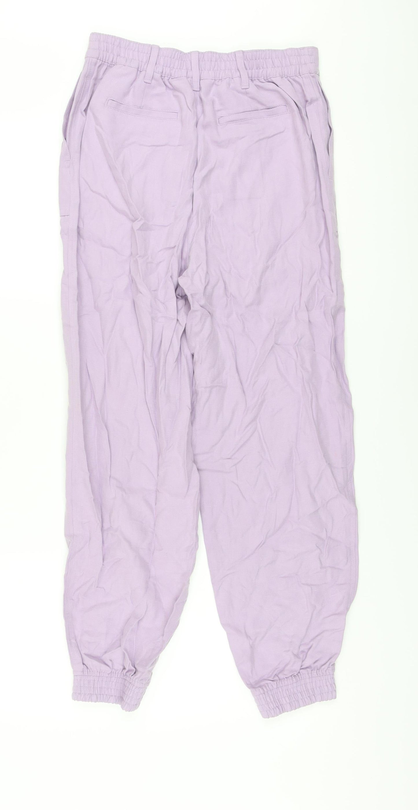 Autograph Womens Purple Lyocell Jogger Trousers Size 8 L26 in Regular Button