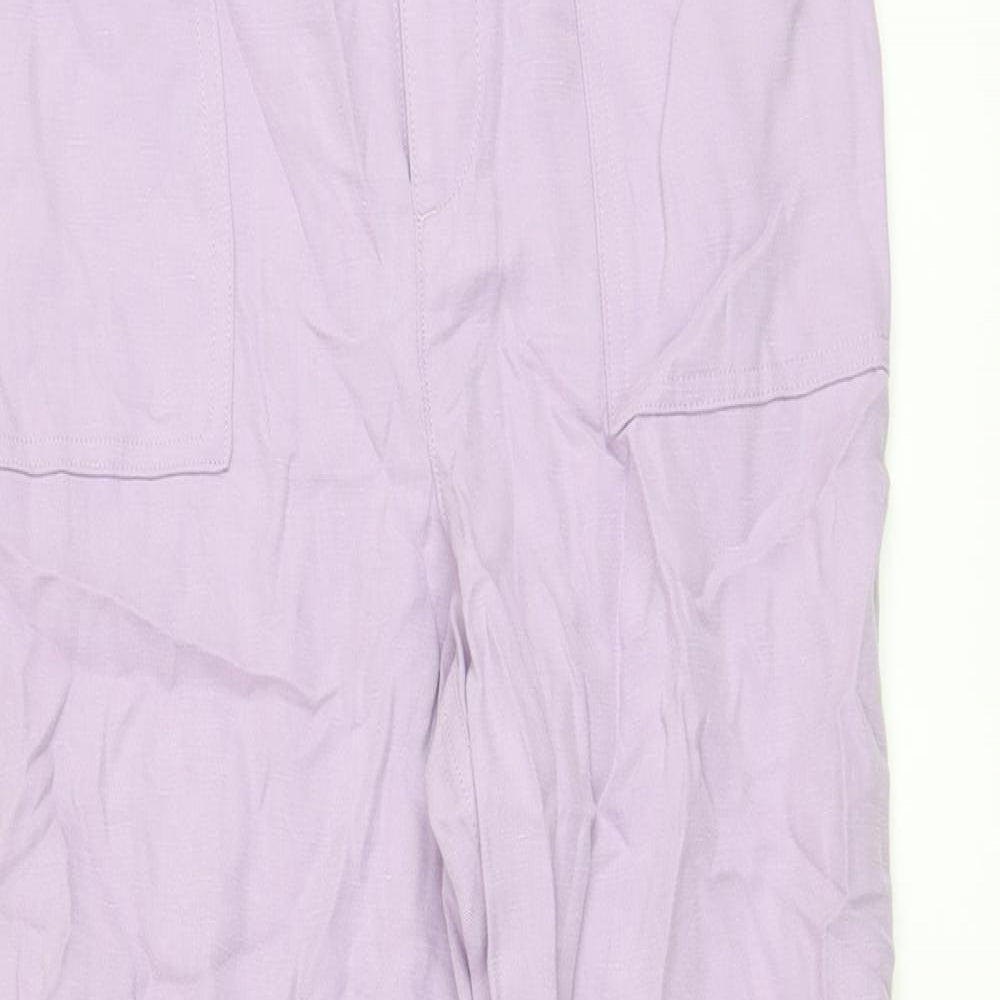 Autograph Womens Purple Lyocell Jogger Trousers Size 8 L26 in Regular Button