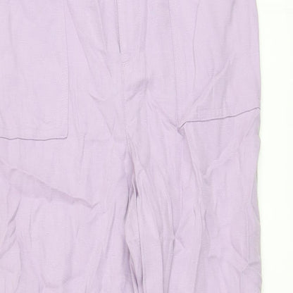 Autograph Womens Purple Lyocell Jogger Trousers Size 8 L26 in Regular Button