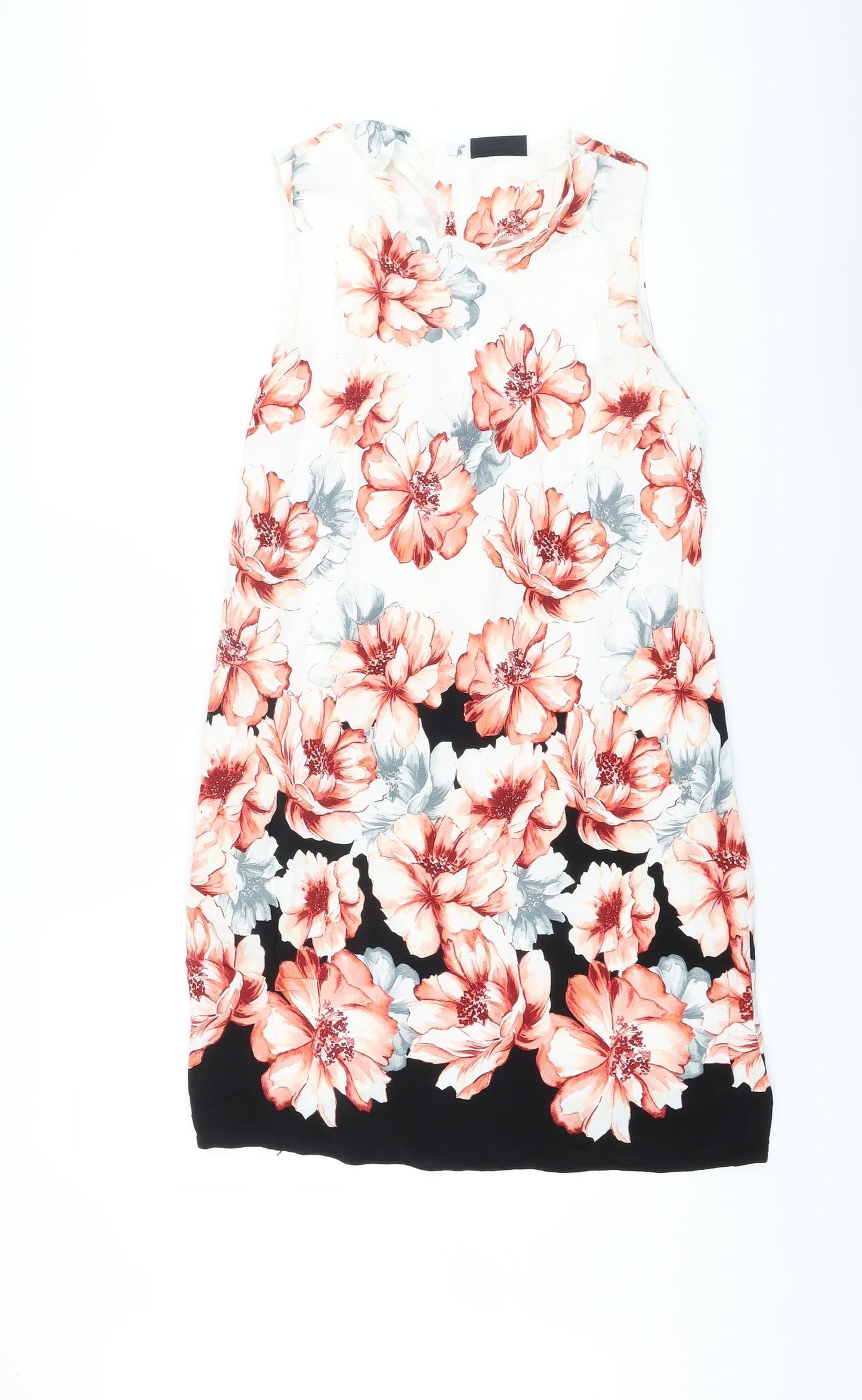 Wallis Womens Multicoloured Floral Viscose A-Line Size 12 Round Neck Zip