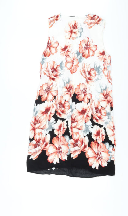Wallis Womens Multicoloured Floral Viscose A-Line Size 12 Round Neck Zip
