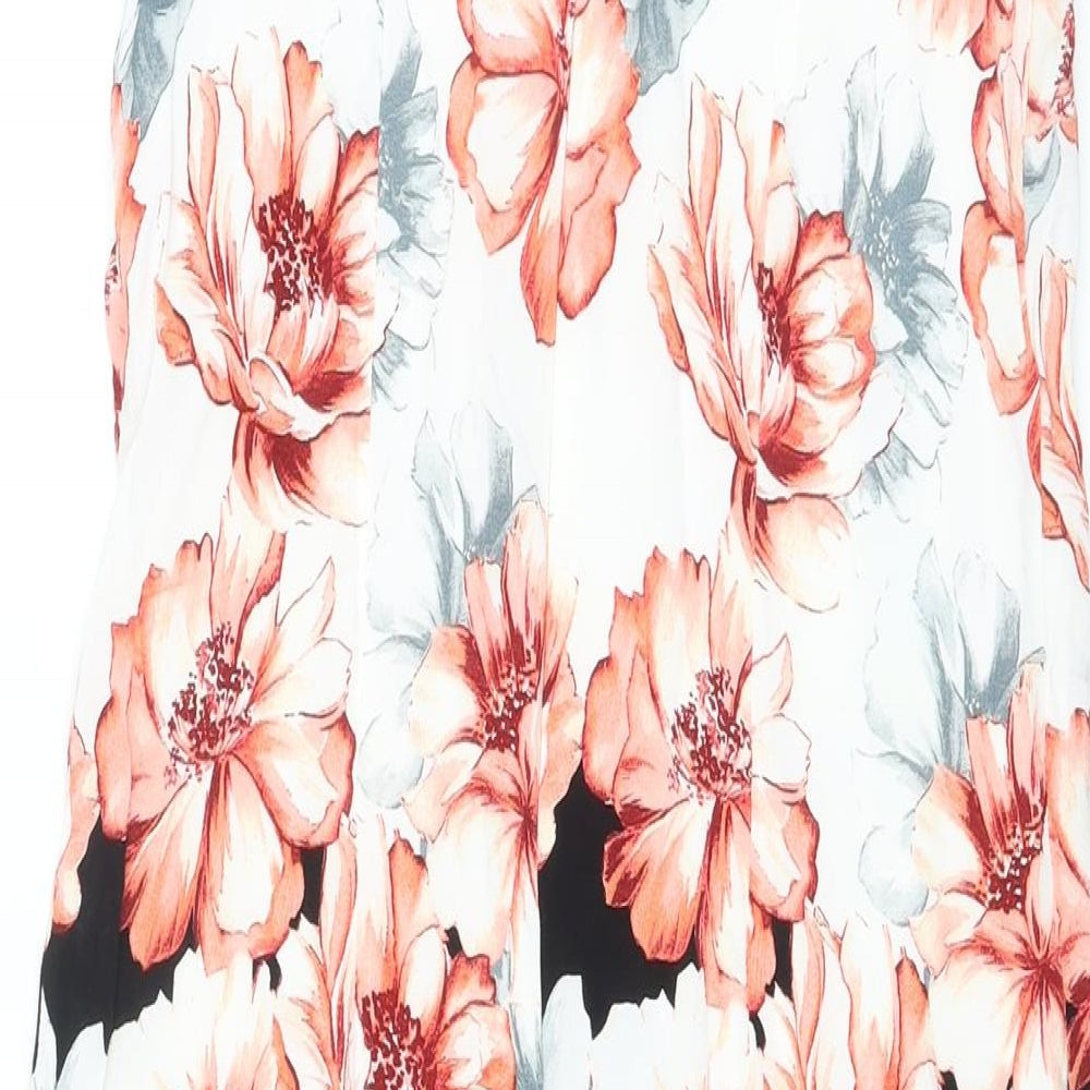 Wallis Womens Multicoloured Floral Viscose A-Line Size 12 Round Neck Zip