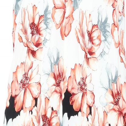 Wallis Womens Multicoloured Floral Viscose A-Line Size 12 Round Neck Zip