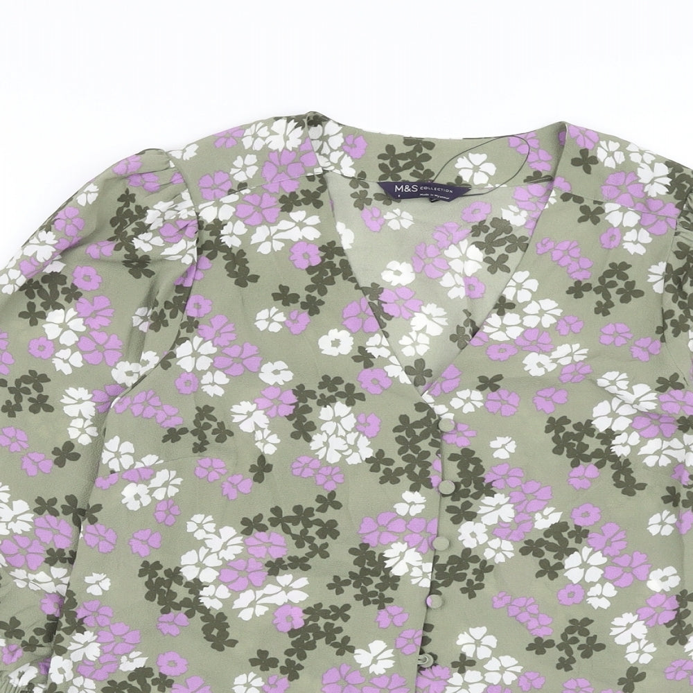 Womens UK Size 8 Marks and Spencer Green Basic Blouse