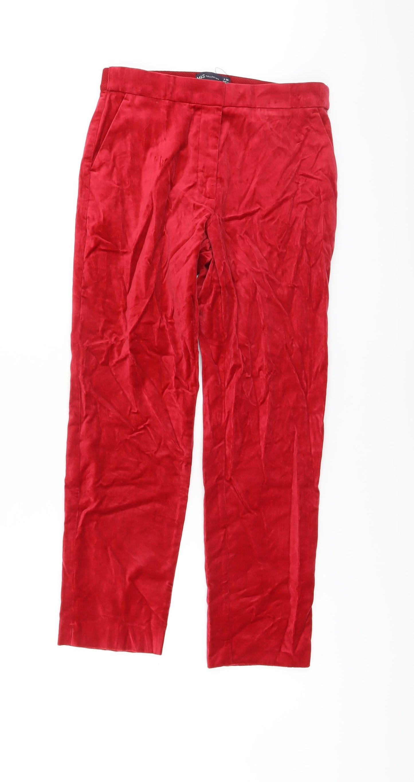 Womens UK Size 8 Marks and Spencer Regular Fit  Red Trousers