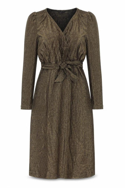 Marks and Spencer Womens Gold Polyamide Sheath Size 6 V-Neck Pullover
