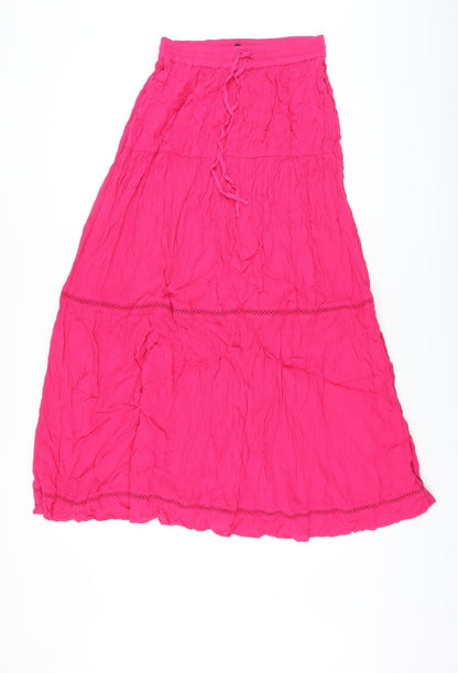 Marks and Spencer Womens Pink Viscose A-Line Skirt Size 6 Drawstring
