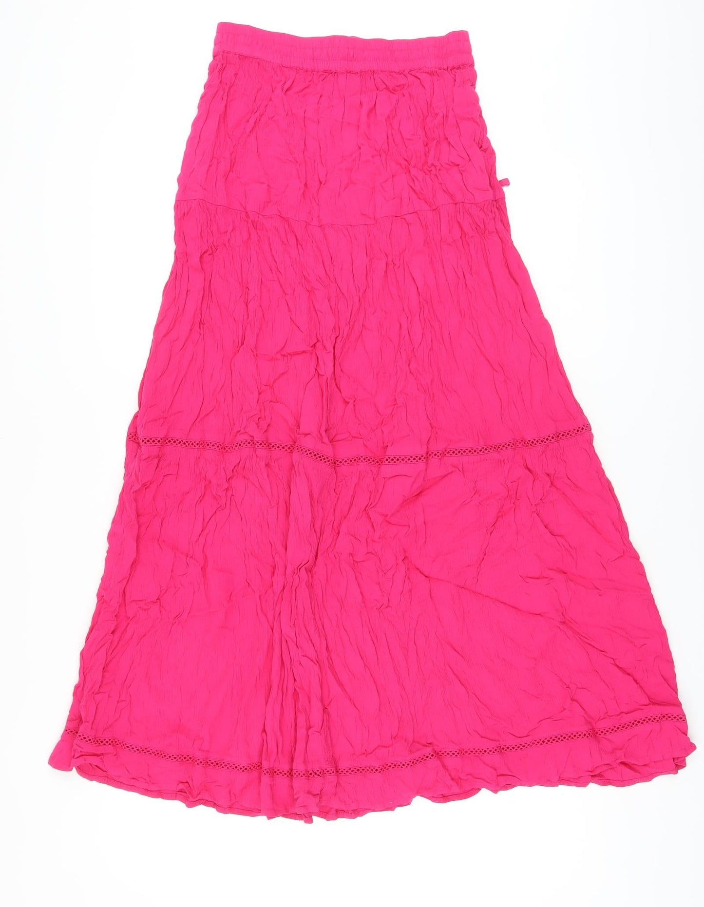 Marks and Spencer Womens Pink Viscose A-Line Skirt Size 6 Drawstring