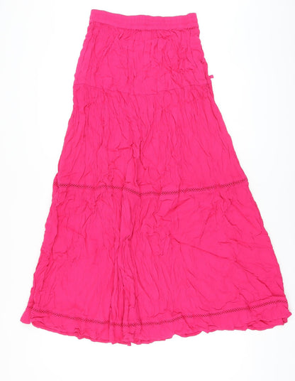 Marks and Spencer Womens Pink Viscose A-Line Skirt Size 6 Drawstring