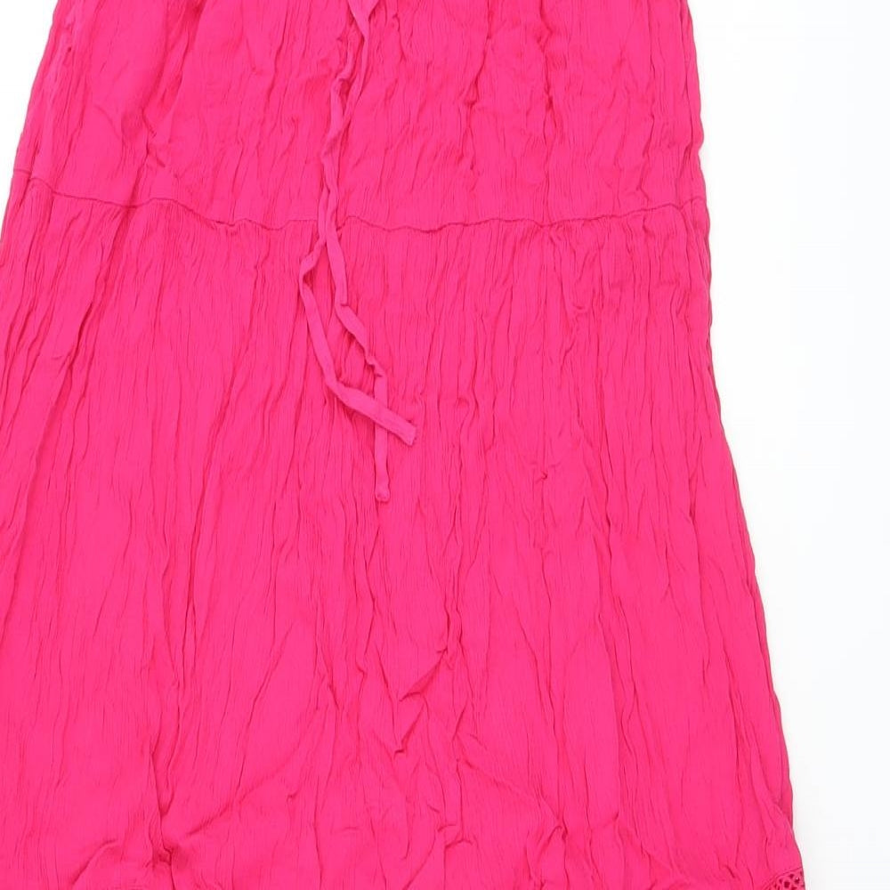 Marks and Spencer Womens Pink Viscose A-Line Skirt Size 6 Drawstring