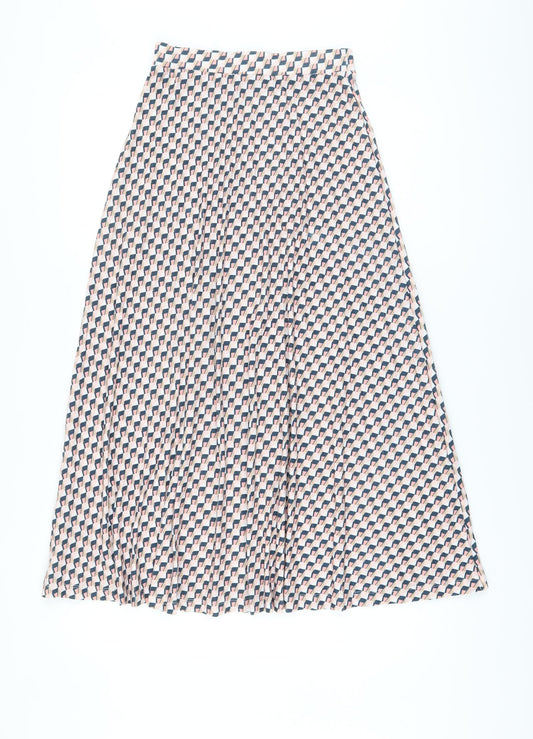Marks and Spencer Womens Multicoloured Geometric Polyester A-Line Skirt Size 8