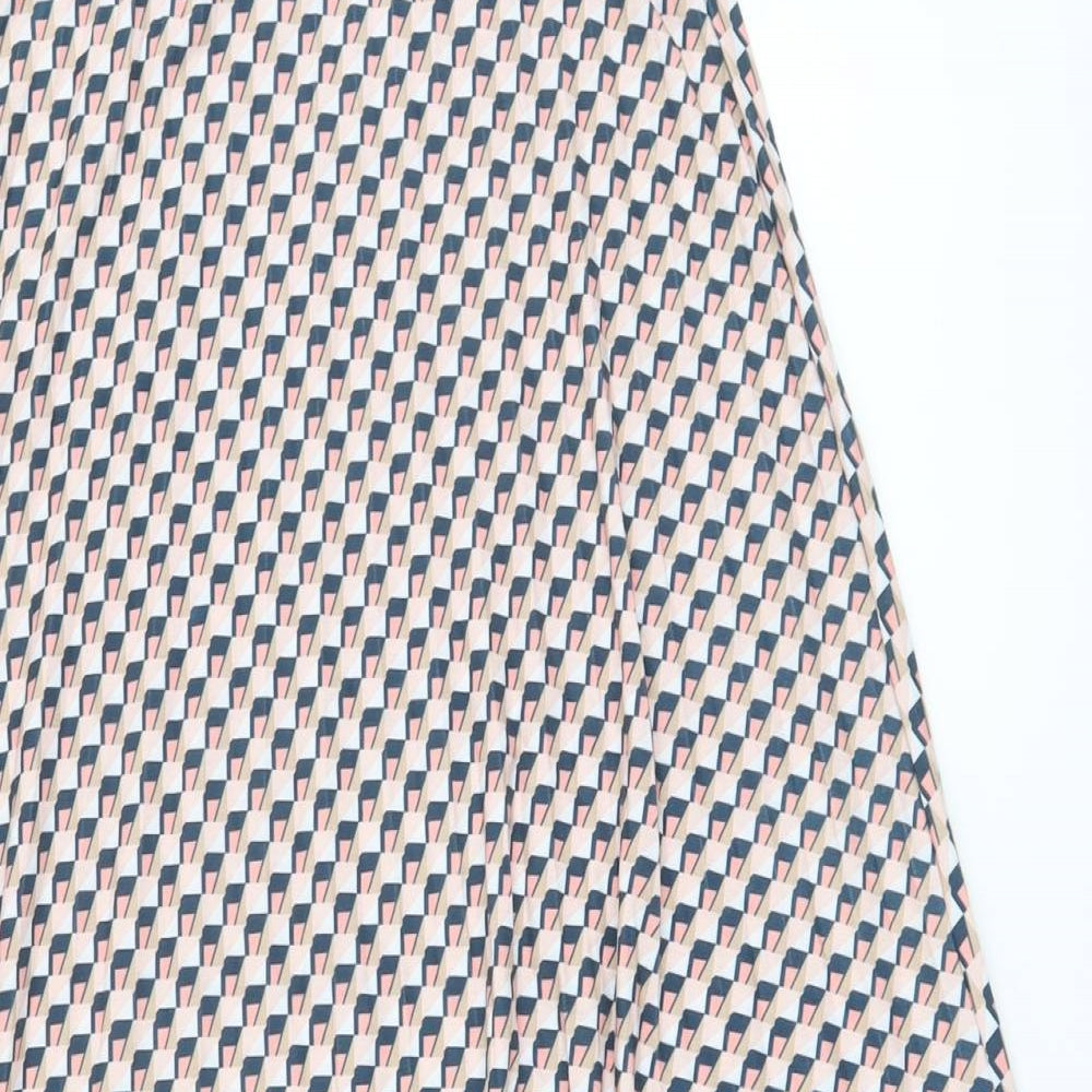 Marks and Spencer Womens Multicoloured Geometric Polyester A-Line Skirt Size 8