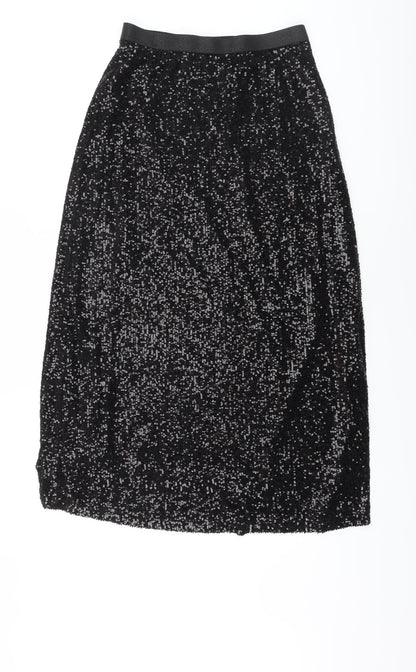 Marks and Spencer Womens Black Polyester A-Line Skirt Size 8