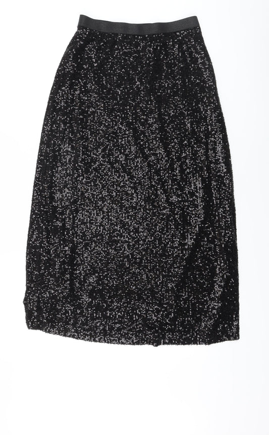 Marks and Spencer Womens Black Polyester A-Line Skirt Size 8