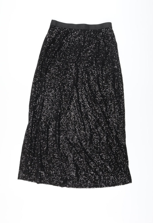 Marks and Spencer Womens Black Polyester A-Line Skirt Size 8