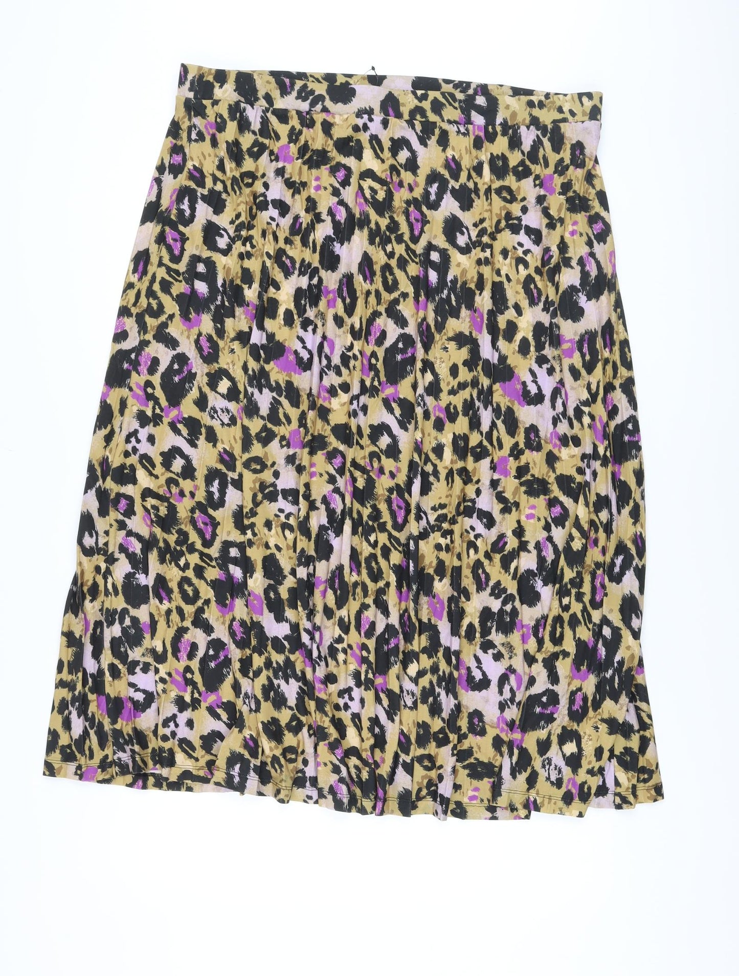 Marks and Spencer Womens Multicoloured Animal Print Polyester Pleated Skirt Size 20