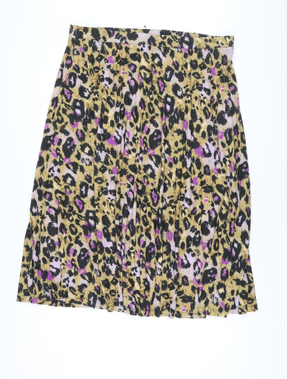 Marks and Spencer Womens Multicoloured Animal Print Polyester Pleated Skirt Size 20