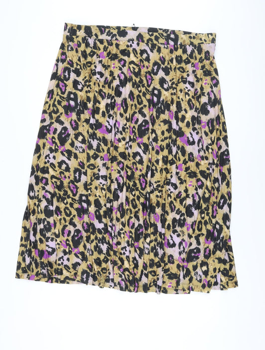 Marks and Spencer Womens Multicoloured Animal Print Polyester Pleated Skirt Size 20