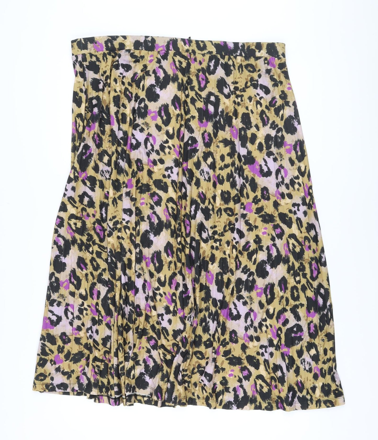 Marks and Spencer Womens Multicoloured Animal Print Polyester Pleated Skirt Size 20