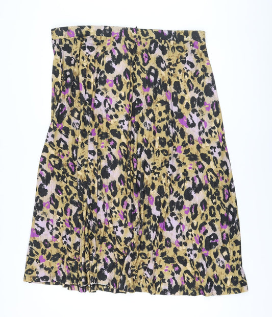 Marks and Spencer Womens Multicoloured Animal Print Polyester Pleated Skirt Size 20