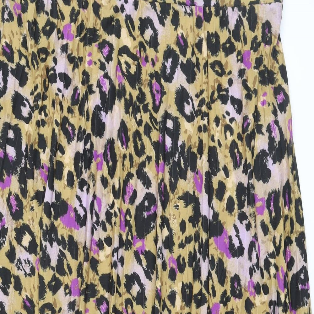Marks and Spencer Womens Multicoloured Animal Print Polyester Pleated Skirt Size 20