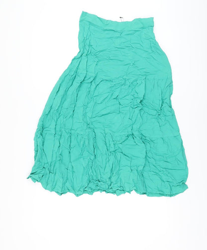 Marks and Spencer Womens Green Viscose A-Line Skirt Size 6 Zip