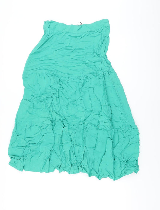 Marks and Spencer Womens Green Viscose A-Line Skirt Size 6 Zip