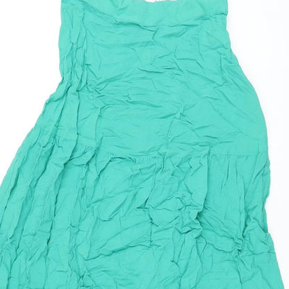 Marks and Spencer Womens Green Viscose A-Line Skirt Size 6 Zip