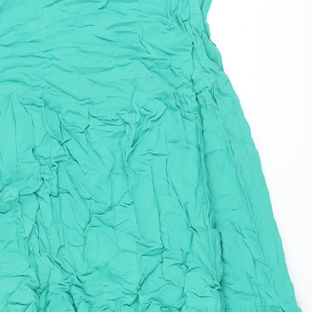 Marks and Spencer Womens Green Viscose A-Line Skirt Size 6 Zip