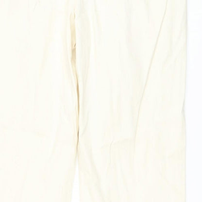 Marks and Spencer Mens Ivory Cotton Straight Jeans Size 36 in L29 in Regular Button