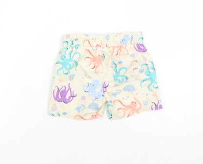 Marks and Spencer Boys Beige Geometric Polyester Sweatpants Trousers Size 9-12 Months Drawstring - Elasticated Waist Swim Shorts Octopus Pattern