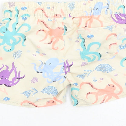 Marks and Spencer Boys Beige Geometric Polyester Sweatpants Trousers Size 9-12 Months Drawstring - Elasticated Waist Swim Shorts Octopus Pattern