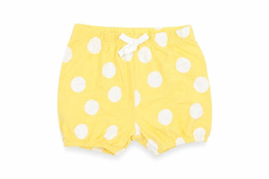 Marks and Spencer Girls Yellow Polka Dot 100% Cotton Sweatpants Trousers Size 6-9 Months - Elasticated Waist Bow Detail
