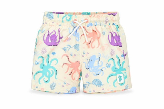 Marks and Spencer Boys Beige Geometric Polyester Sweatpants Trousers Size 9-12 Months Drawstring - Elasticated Waist Swim Shorts Octopus Pattern