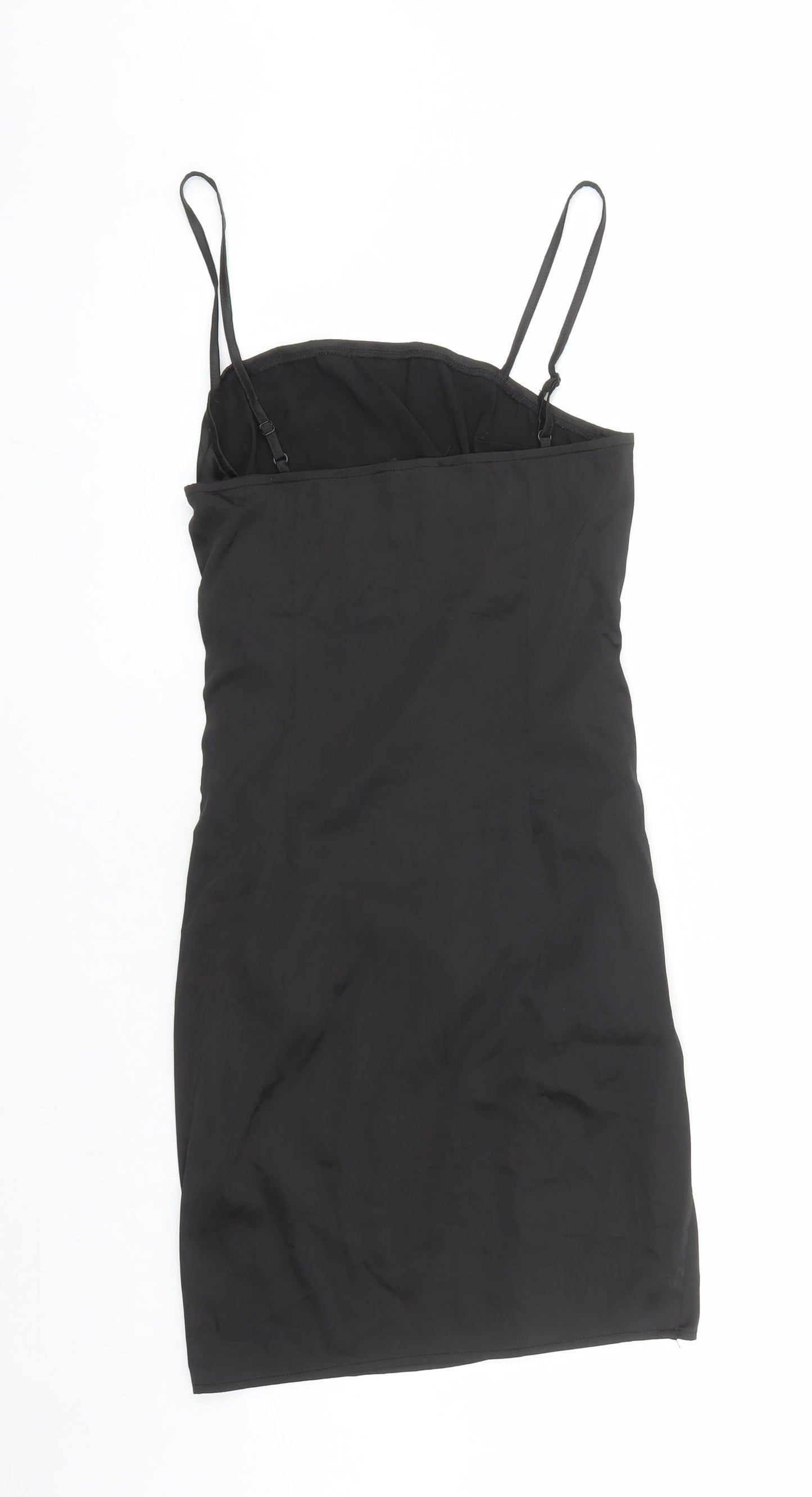 Naanaa Womens Black Polyester Pencil Dress Size 10 Cowl Neck Zip