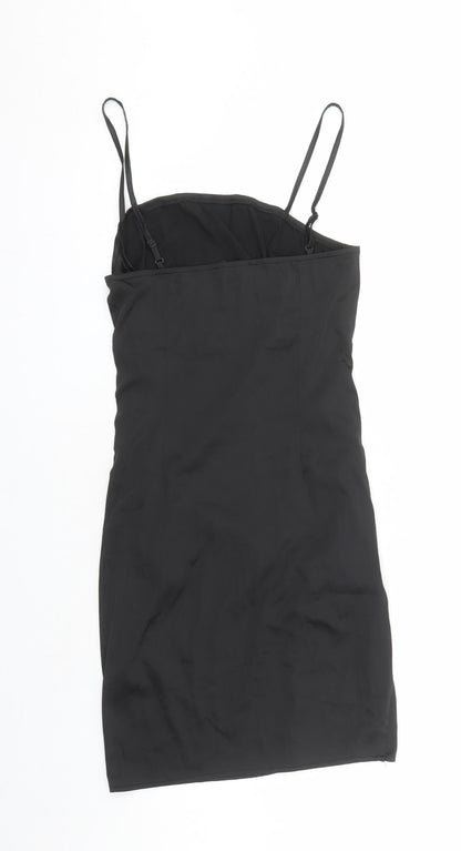 Naanaa Womens Black Polyester Pencil Dress Size 10 Cowl Neck Zip