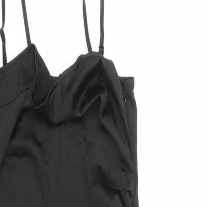 Naanaa Womens Black Polyester Pencil Dress Size 10 Cowl Neck Zip