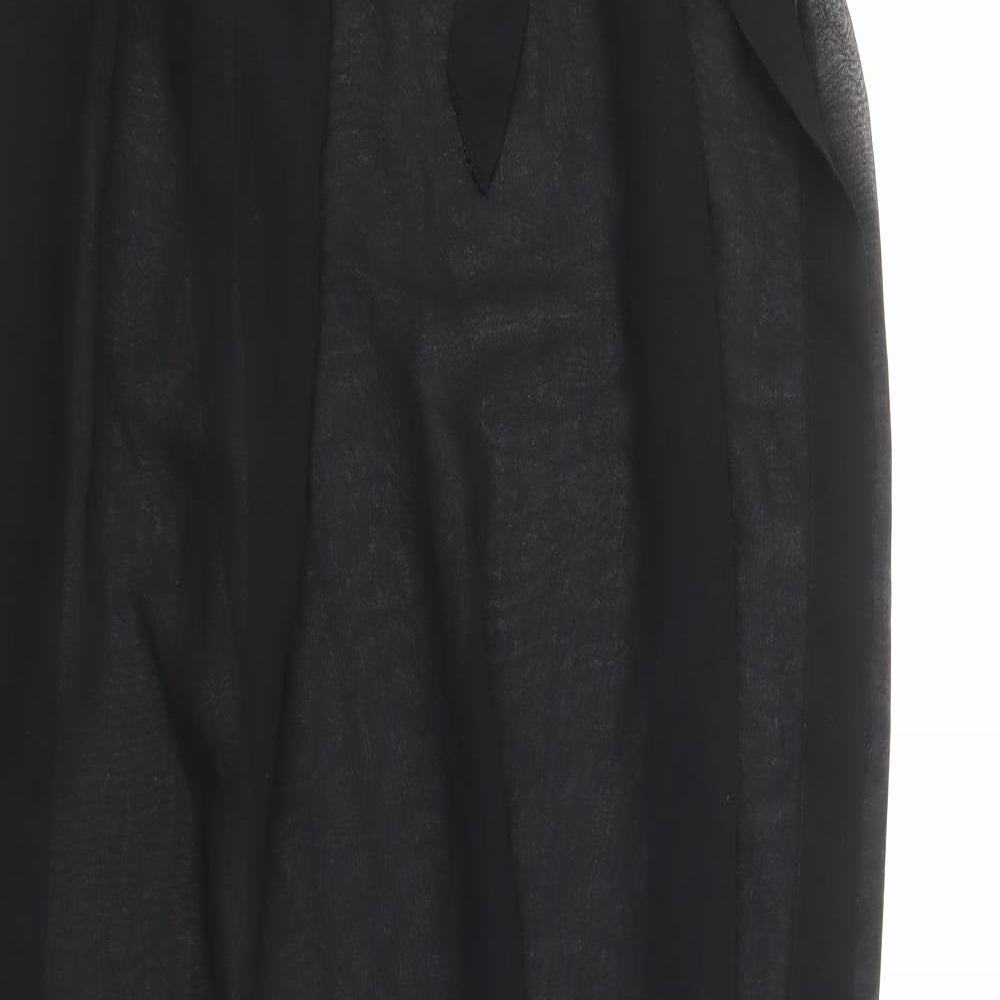 Close-up detail of ASOS women’s black polyester cover up, size UK 10