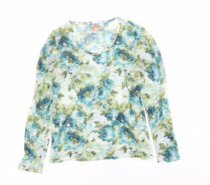Mudd Womens Blue Geometric Polyester Basic Blouse Size XL Round Neck