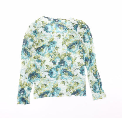 Mudd Womens Blue Geometric Polyester Basic Blouse Size XL Round Neck