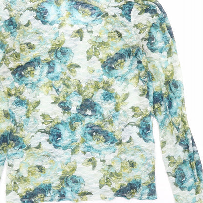 Mudd Womens Blue Geometric Polyester Basic Blouse Size XL Round Neck