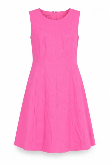 Kasper Womens Pink Polyester Fit & Flare Size 6 Round Neck Zip
