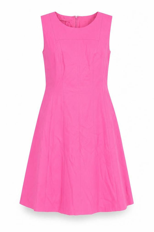 Kasper Womens Pink Polyester Fit & Flare Size 6 Round Neck Zip